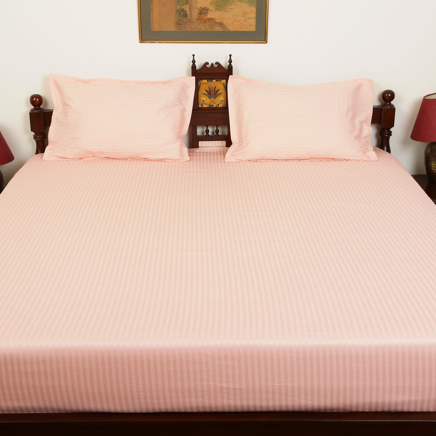 Cotton Bedsheet - Double Bed - Peach