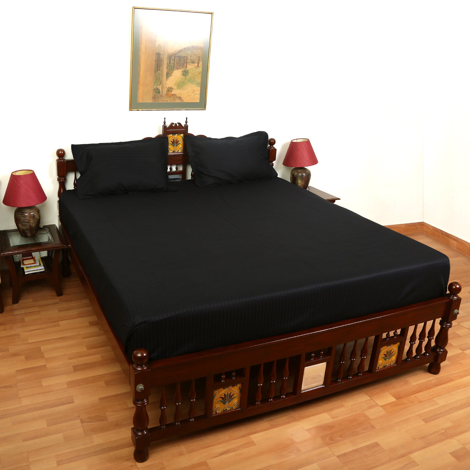 Pure Cotton Bedsheet - Double Bed -Solid Black