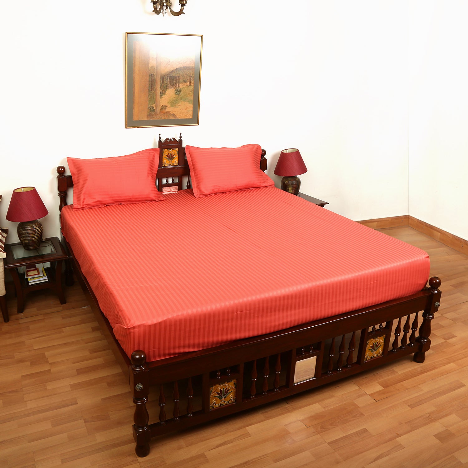 Pure Cotton Bedsheet - Double Bed -Rust