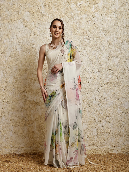 Floral Printed Saree- Floral Bloom