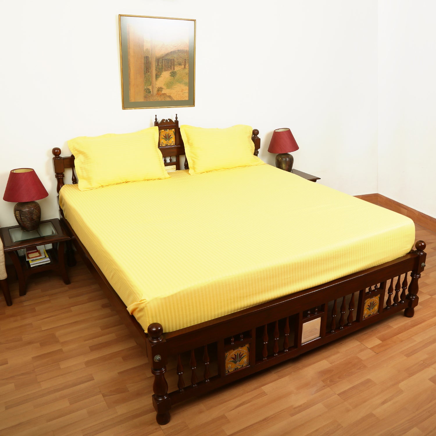 Cotton Bedsheet - Double Bed - Yellow