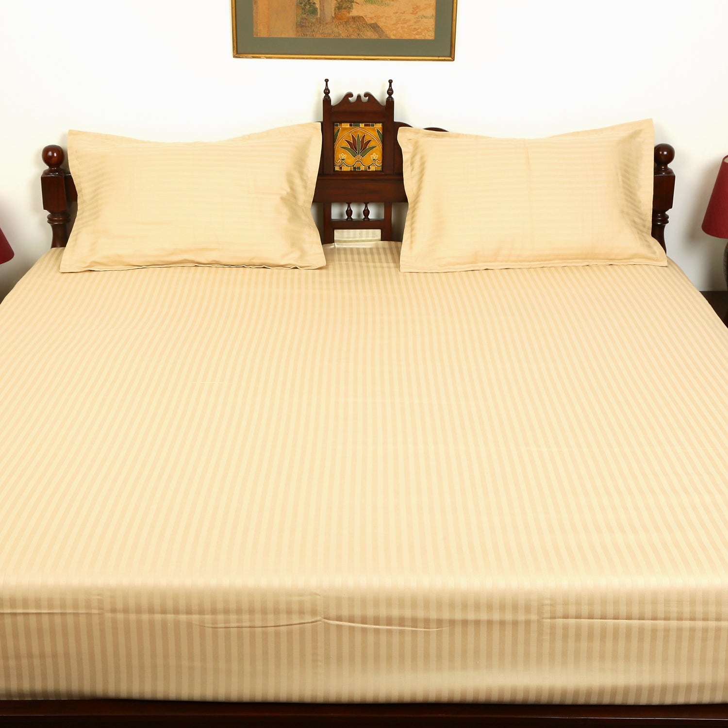 Cotton Bedsheet - Double Bed - Beige