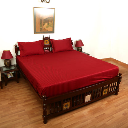 Cotton Bedsheet - Double Bed - Cherry Red