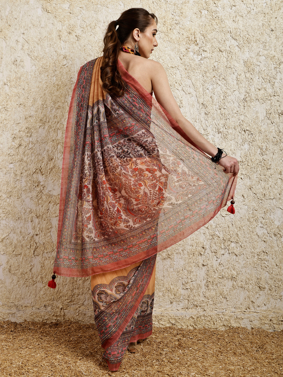 Madhubani Printed Saree- Sunset Twirl Twist