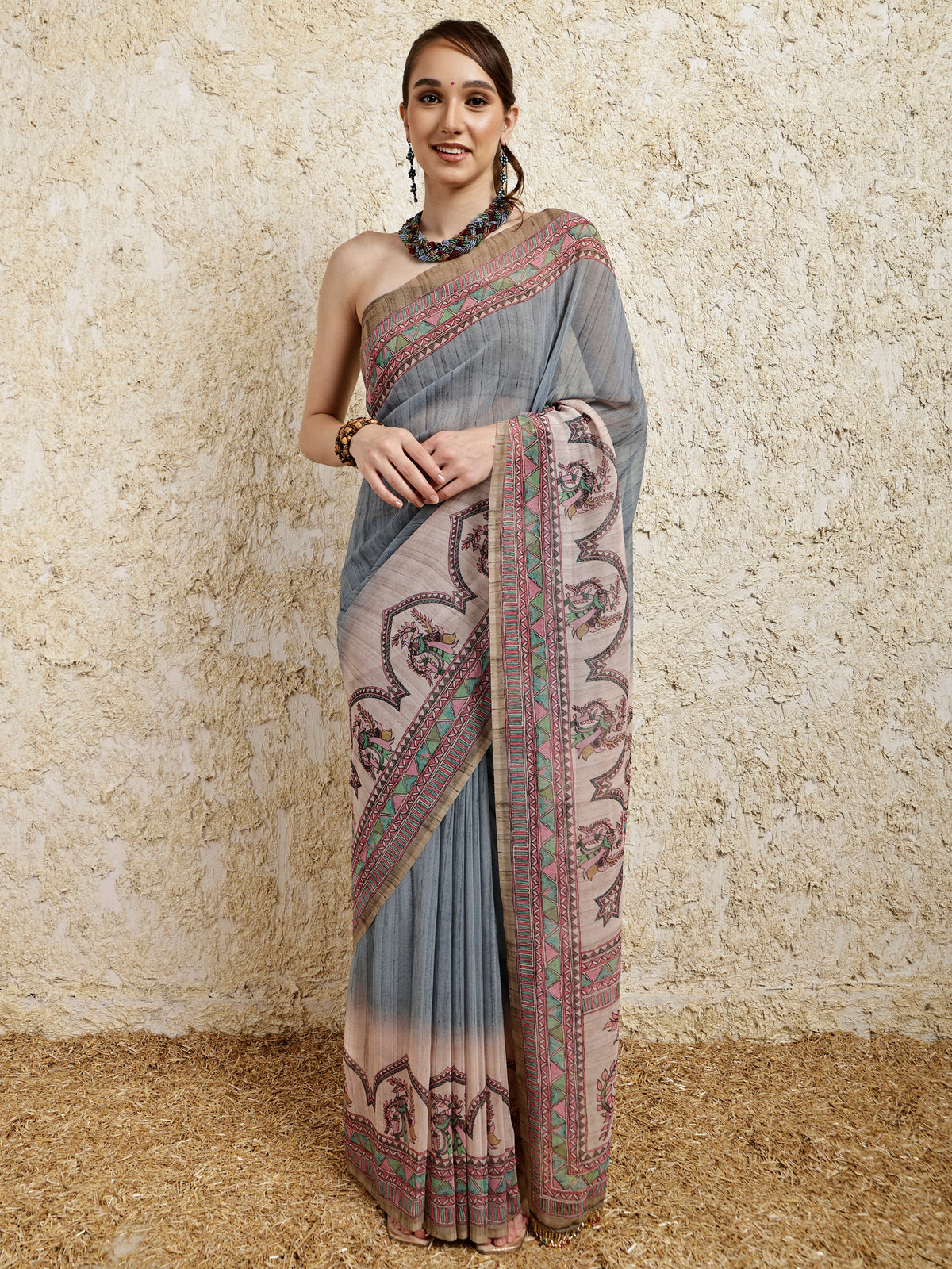 Madhubani Printed Saree- Nilaya Twirl Twist