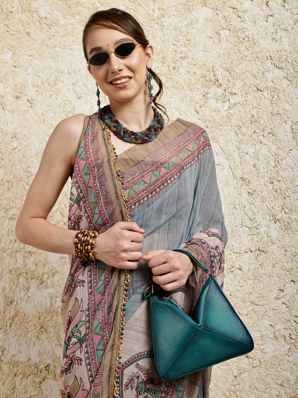 Madhubani Printed Saree- Nilaya Twirl Twist