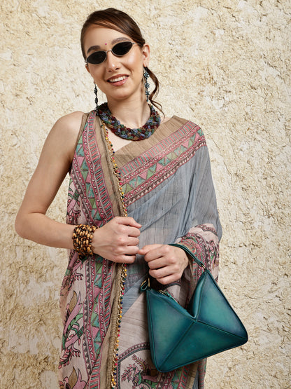 Madhubani Printed Saree- Nilaya Twirl Twist
