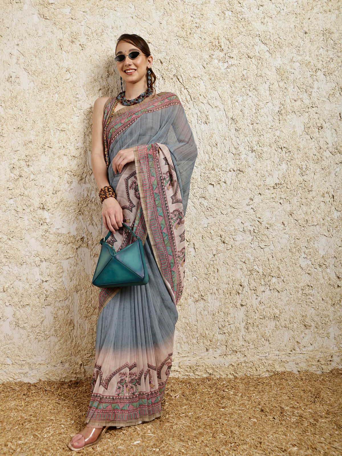 Madhubani Printed Saree- Nilaya Twirl Twist