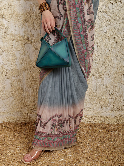 Madhubani Printed Saree- Nilaya Twirl Twist