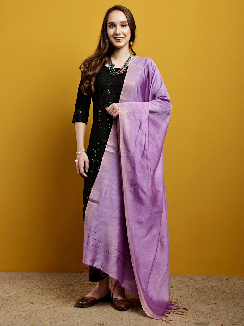 Handloom Modal Satin Dupatta-Sunheri Gul