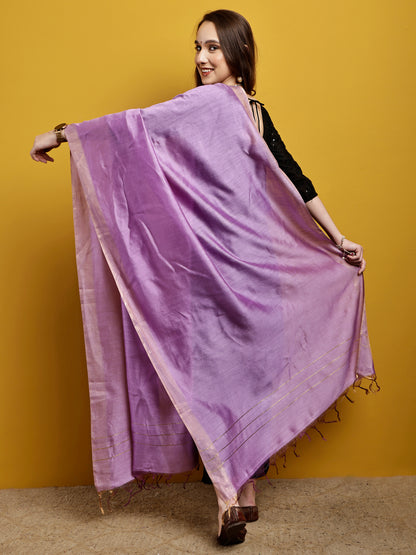 Handloom Modal Satin Dupatta-Sunheri Gul