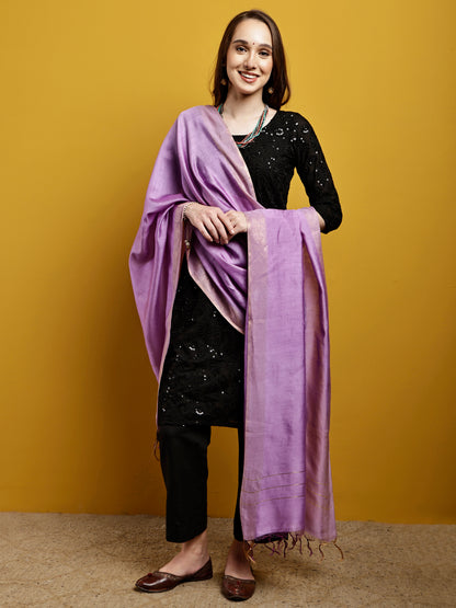 Handloom Modal Satin Dupatta-Sunheri Gul