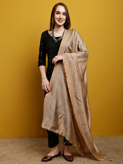 Handloom Modal Satin Dupatta-Sunheri Saadgi