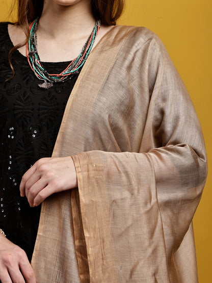 Handloom Modal Satin Dupatta-Sunheri Saadgi