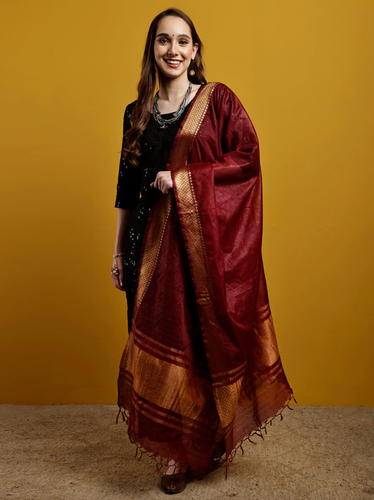 Cotton Silk Kota Doria Dupatta- Utsav Anar
