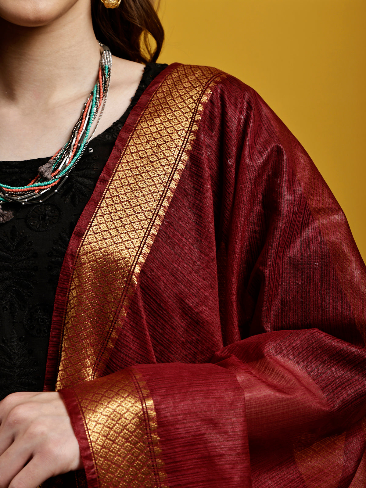 Cotton Silk Kota Doria Dupatta- Utsav Anar
