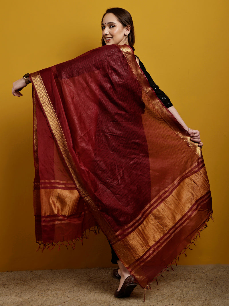 Cotton Silk Kota Doria Dupatta- Utsav Anar