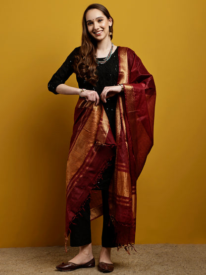 Cotton Silk Kota Doria Dupatta- Utsav Anar