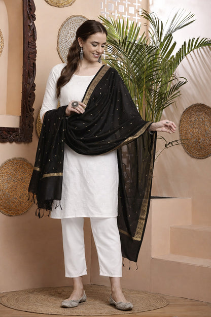 Dupatta-Banarasi Chanderi Buti- Black