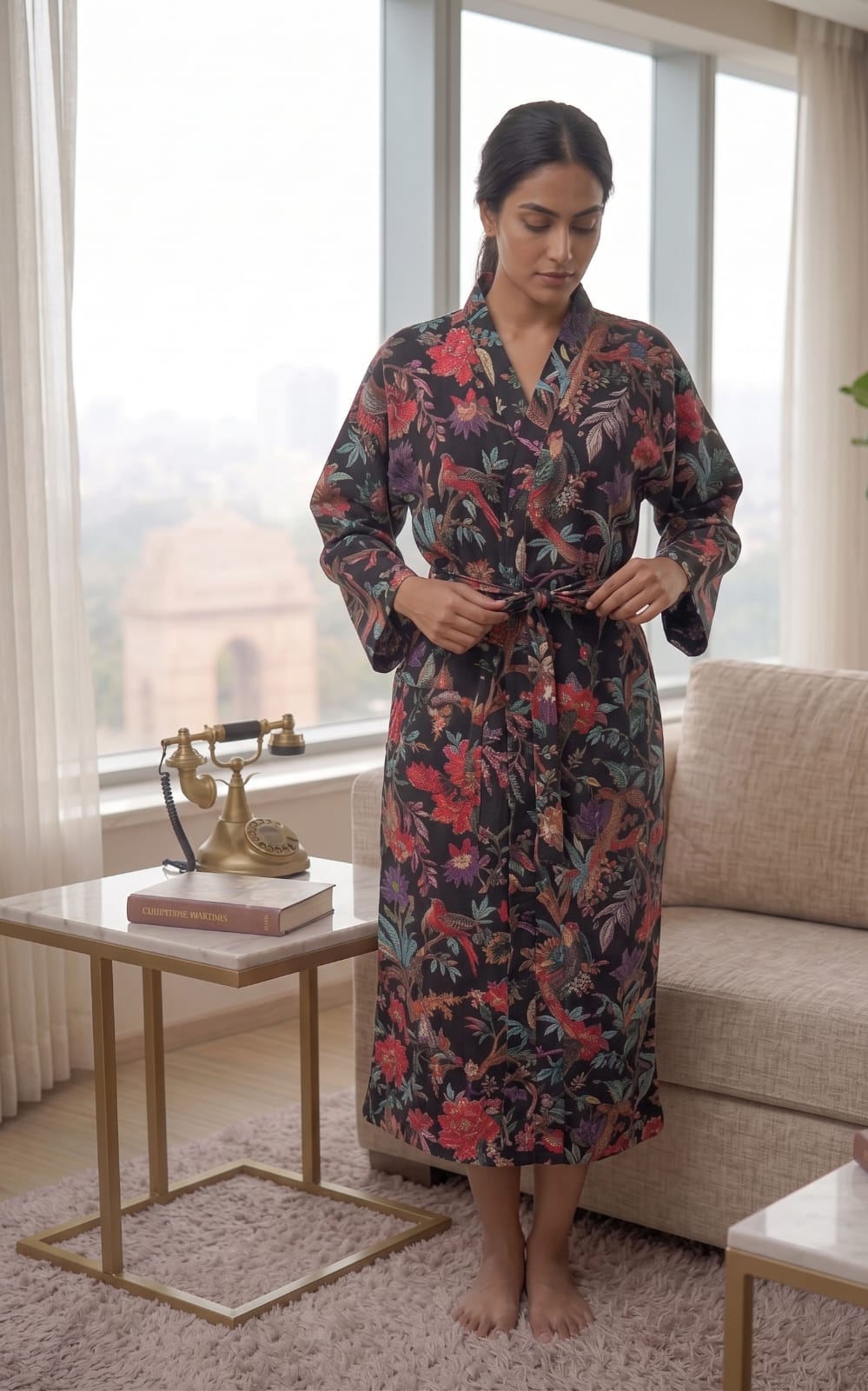 Signature Waffle Bathrobe- Black