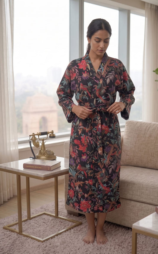 Signature Waffle Bathrobe- Black