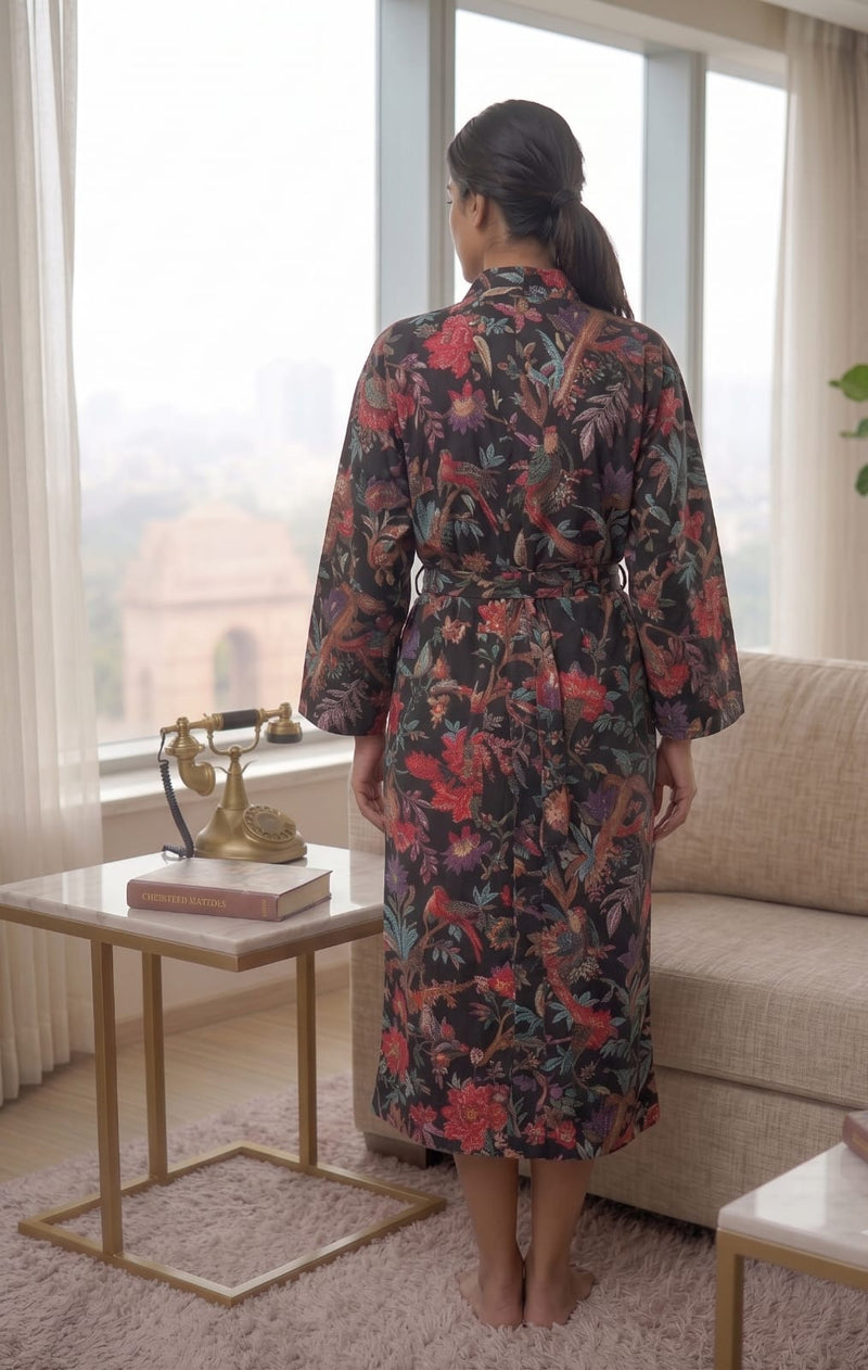 Signature Waffle Bathrobe- Black