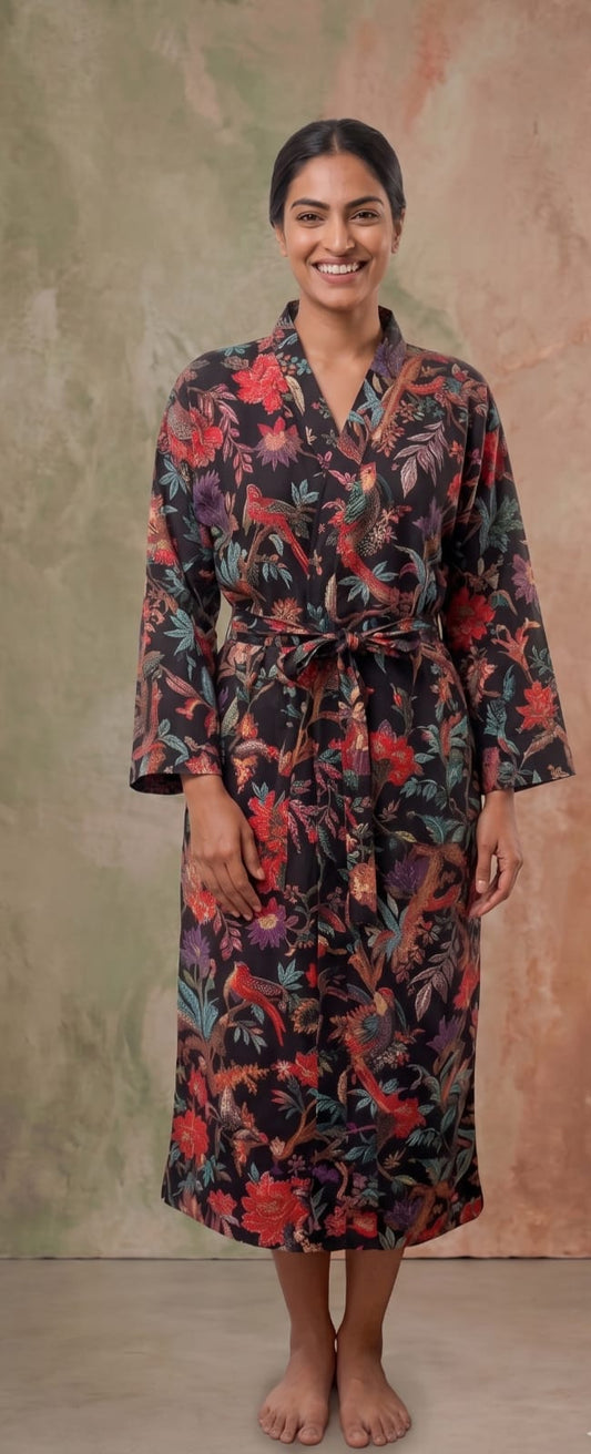 Signature Waffle Bathrobe- Black