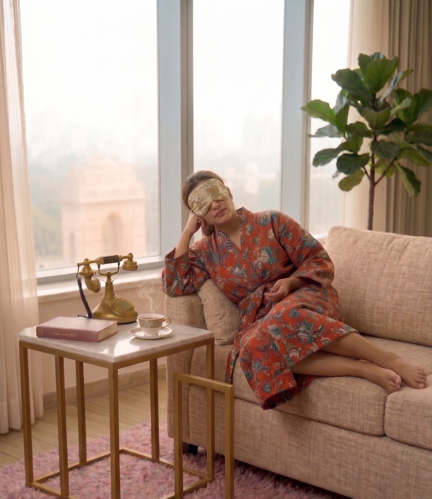 Signature Waffle Bathrobe- Red