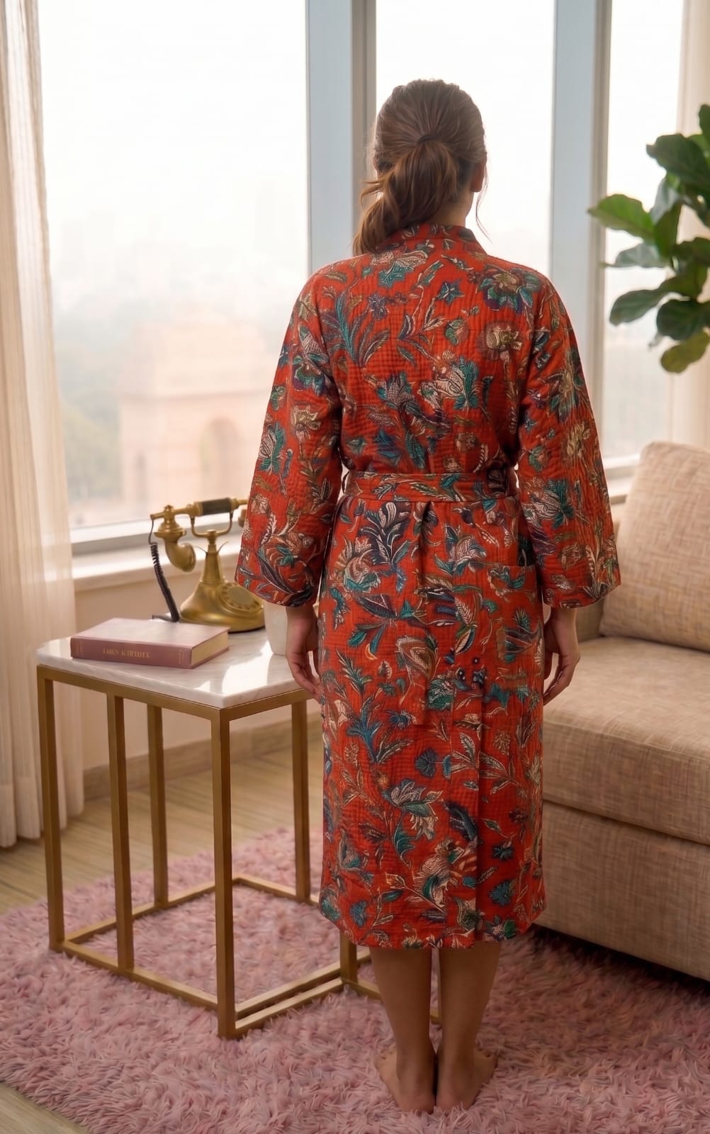 Signature Waffle Bathrobe- Red