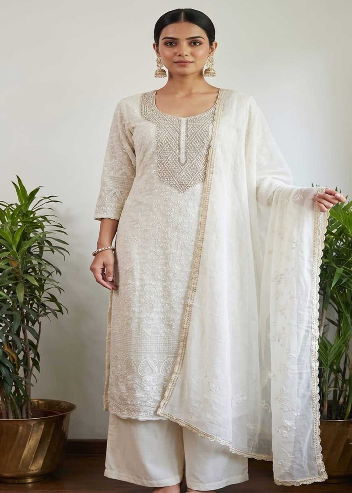 Georgette Embroidered Unstitched Suit- Noor-e-Safed