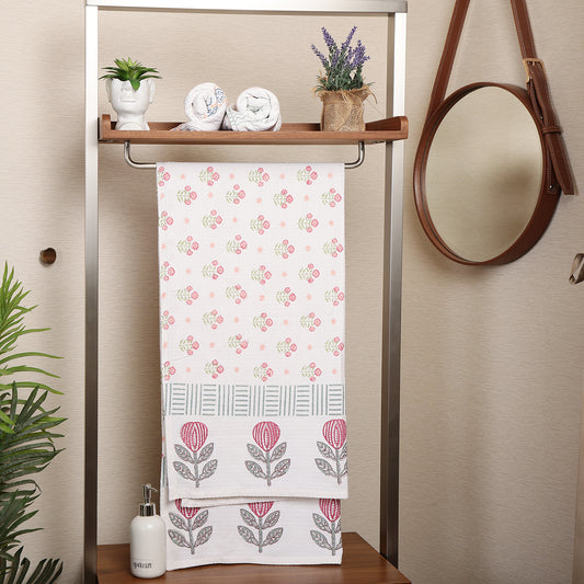 Bath Towel- Pink Tulips
