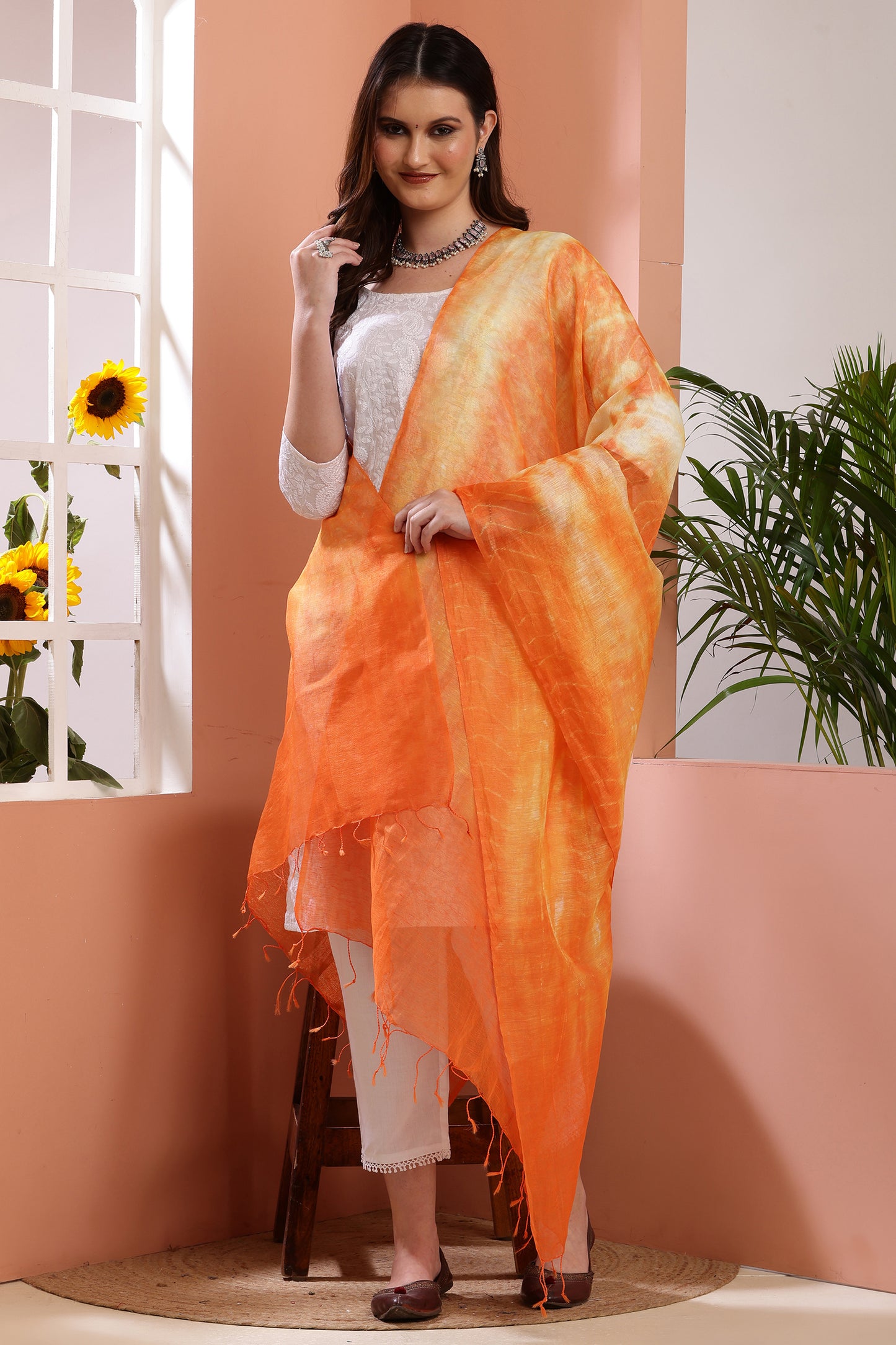 Dupatta- Tie n Dye - Orange