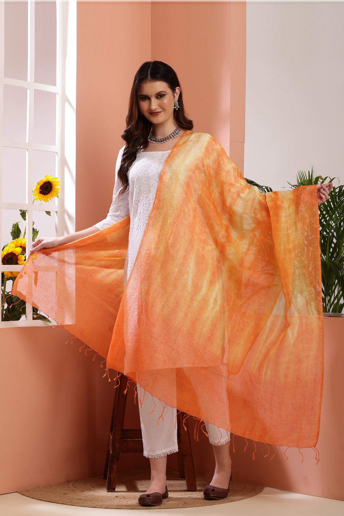 Dupatta- Tie n Dye - Orange