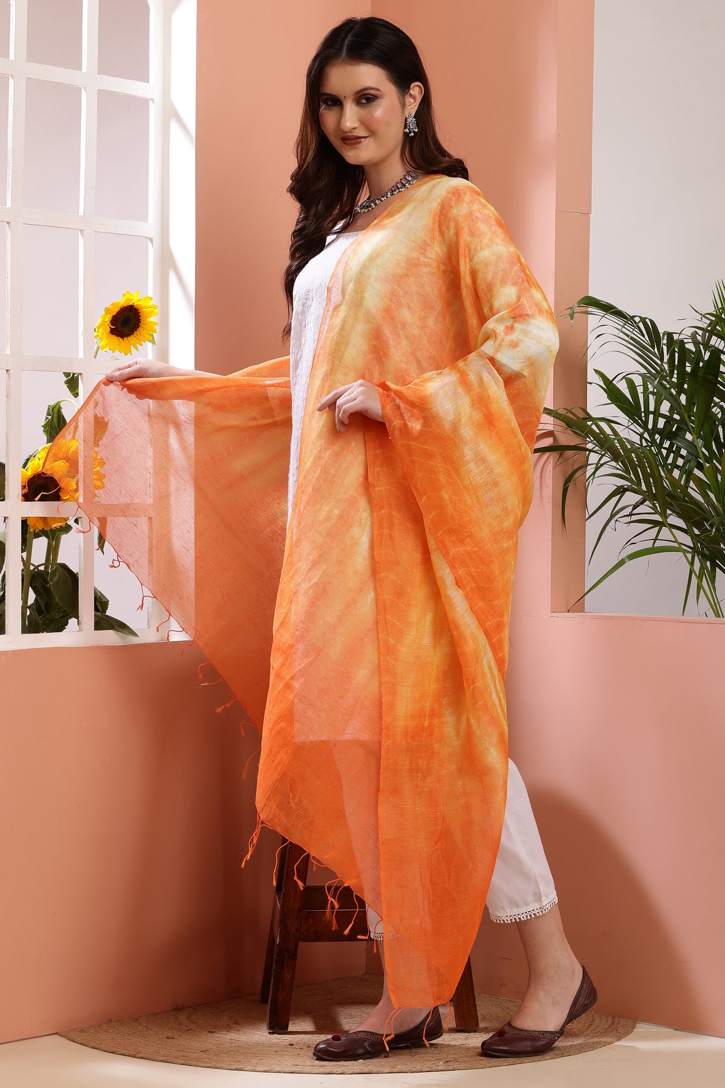 Dupatta- Tie n Dye - Orange
