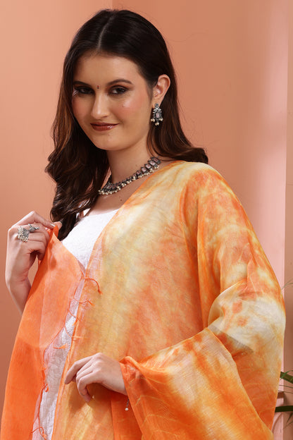 Dupatta- Tie n Dye - Orange