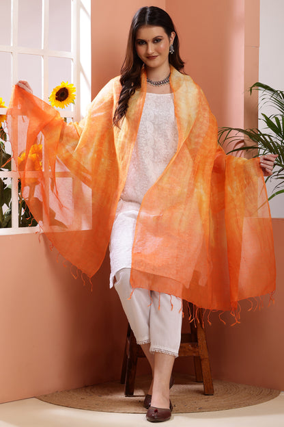 Dupatta- Tie n Dye - Orange