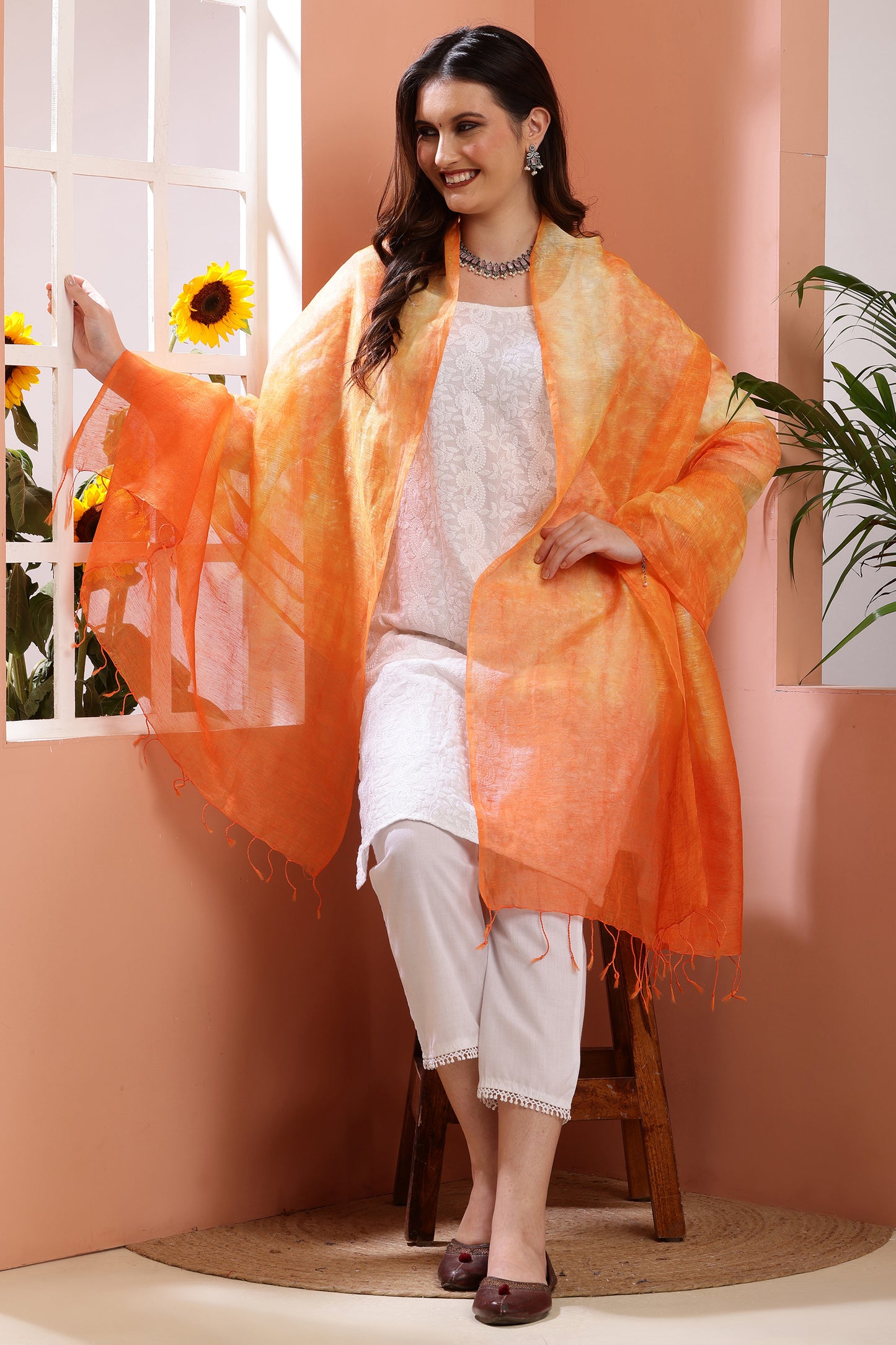 Dupatta- Tie n Dye - Orange