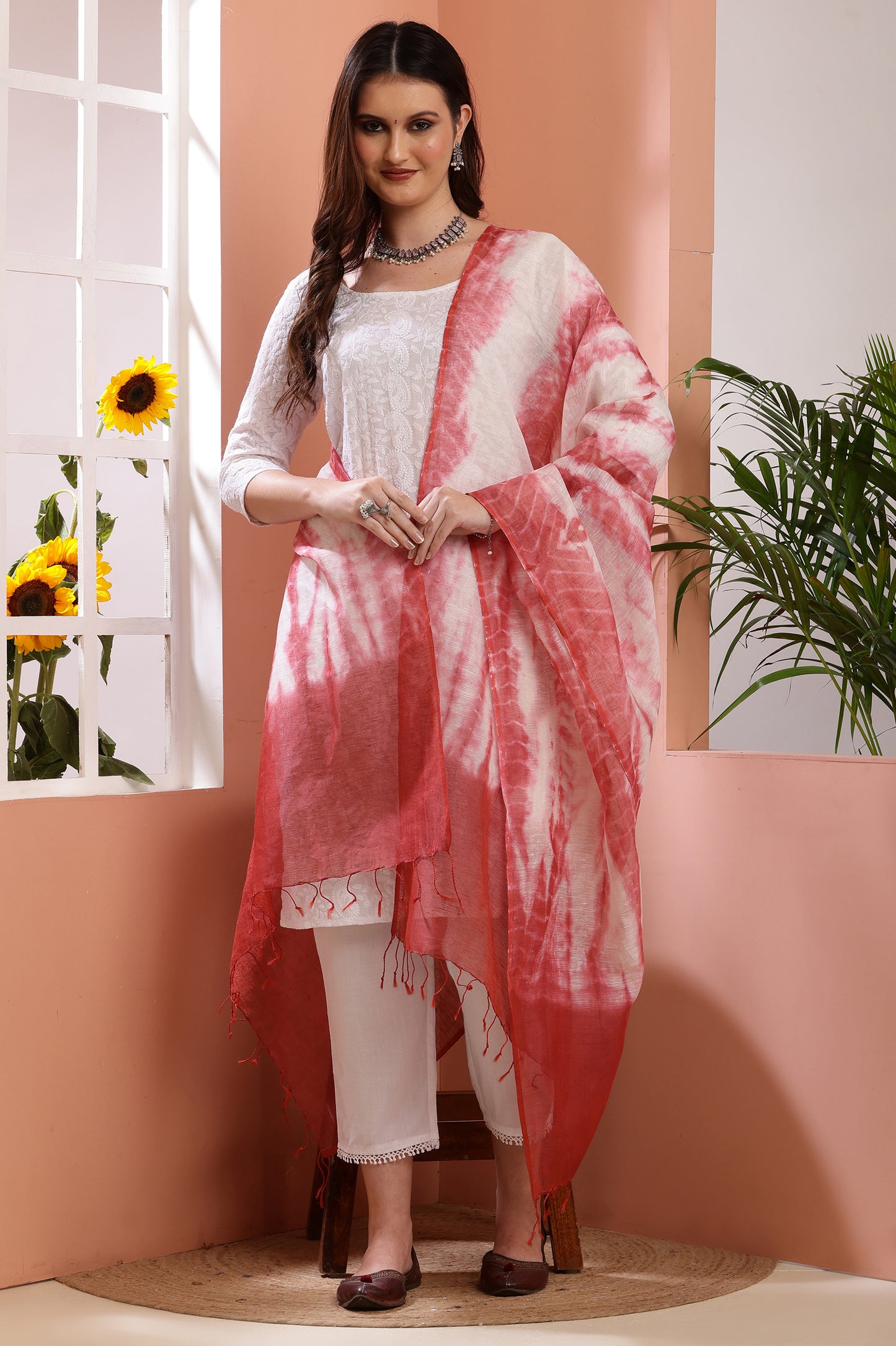 Dupatta- Tie n Dye - Red