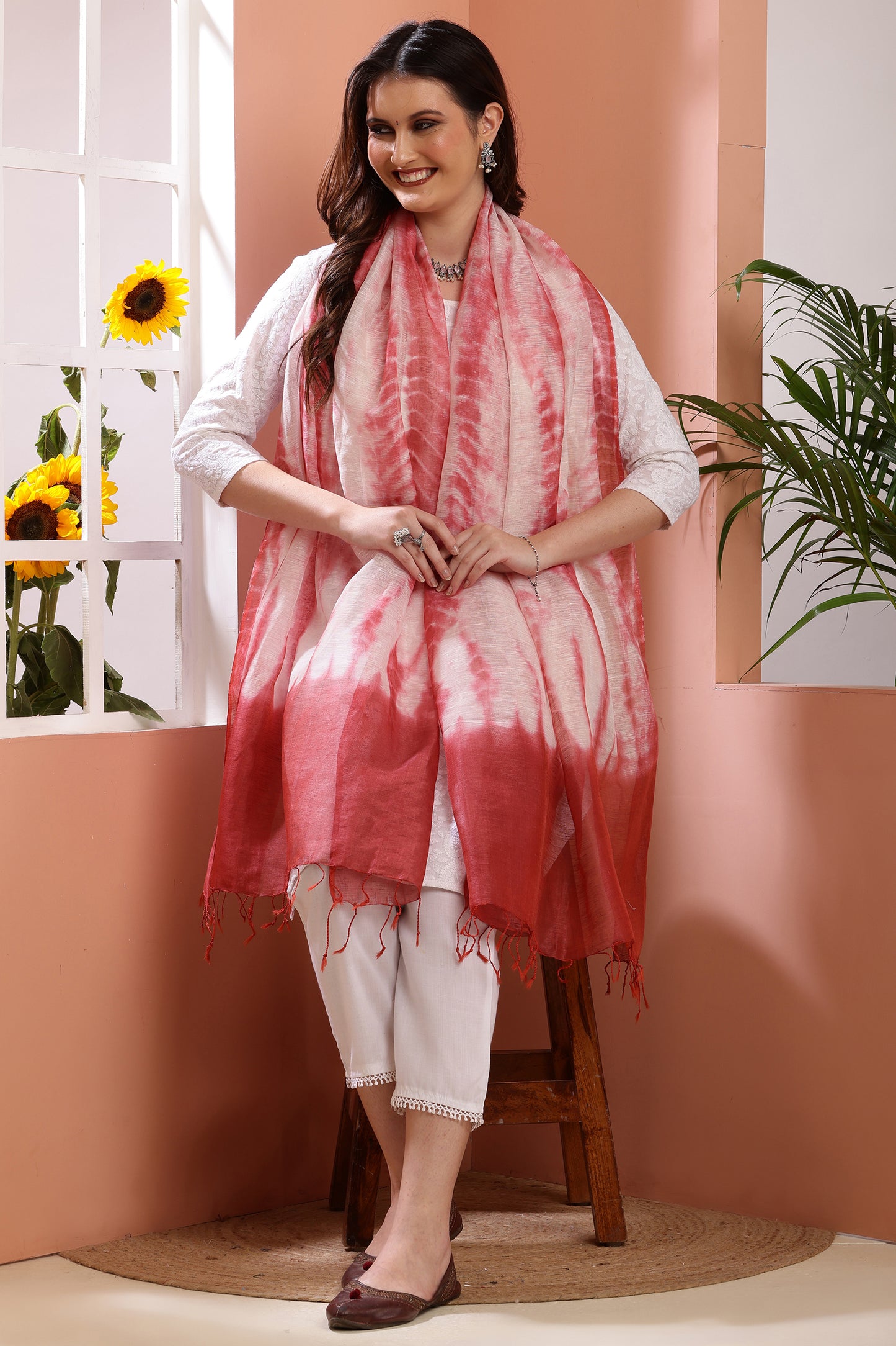 Dupatta- Tie n Dye - Red