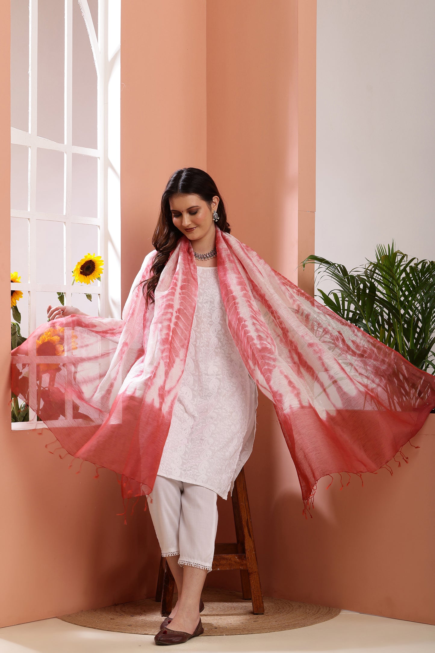 Dupatta- Tie n Dye - Red