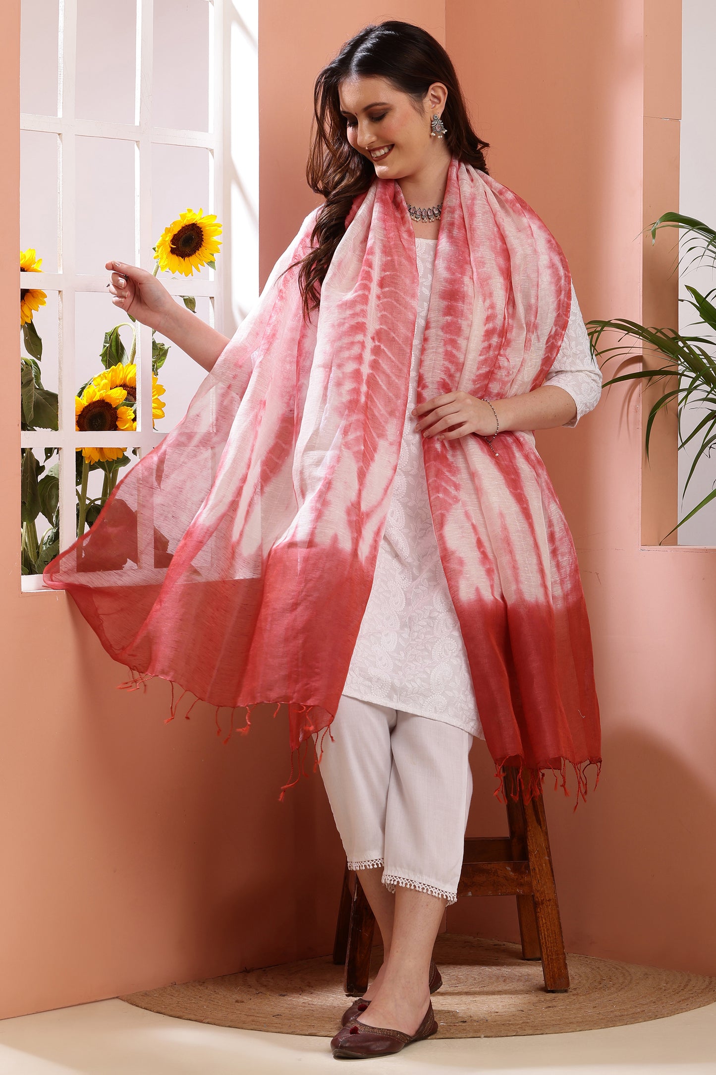 Dupatta- Tie n Dye - Red