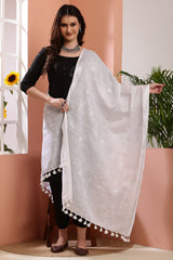 Dupatta -Cotton Slub - Silver