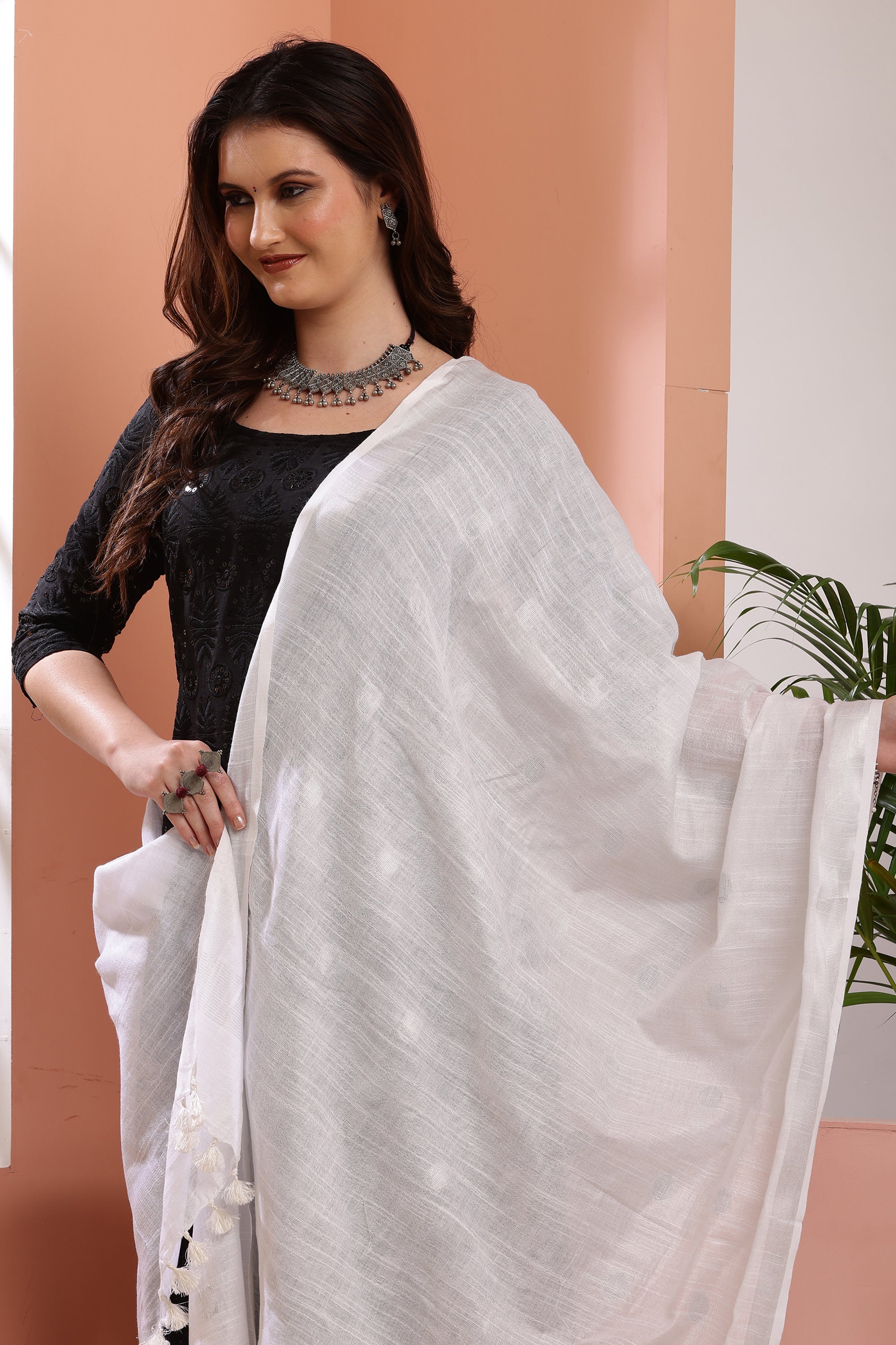 Dupatta -Cotton Slub - Silver