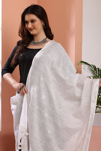 Dupatta -Cotton Slub - Silver