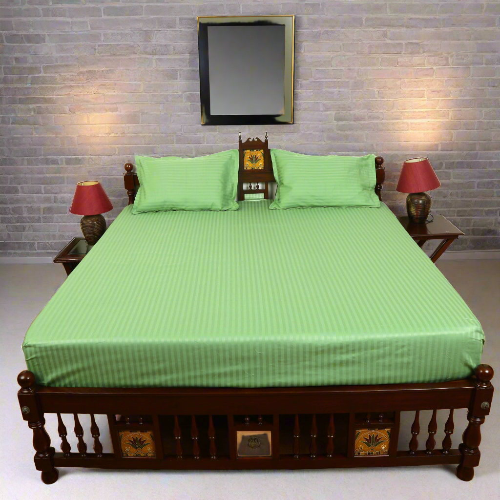 Cotton Bedsheet - Double Bed - Pista Green