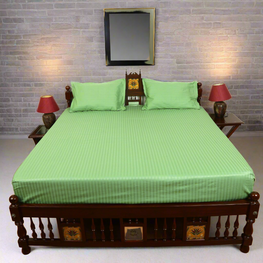 Cotton Bedsheet - Double Bed - Pista Green