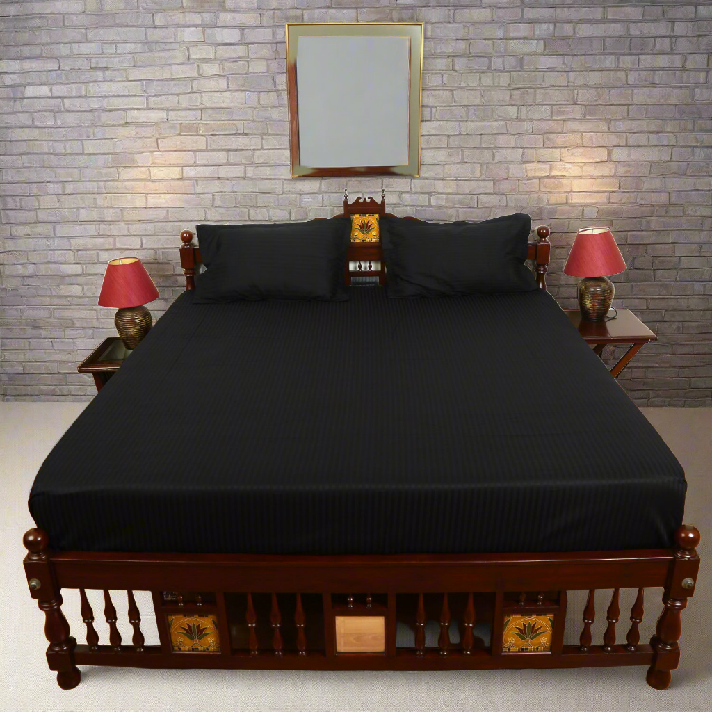 Pure Cotton Bedsheet - Double Bed -Solid Black