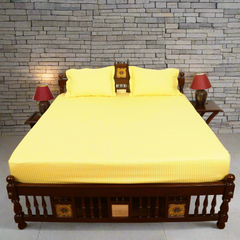 Cotton Bedsheet - Double Bed - Yellow