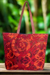 Shopper Bag-Red Jaquard