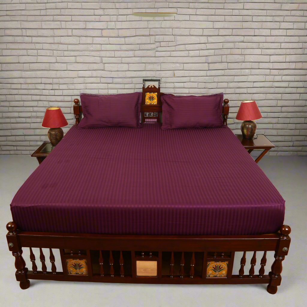 Cotton Bedsheet - Double Bed - Wine